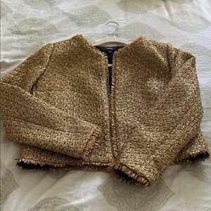 Express Women's Metallic Gold Textured Blazer